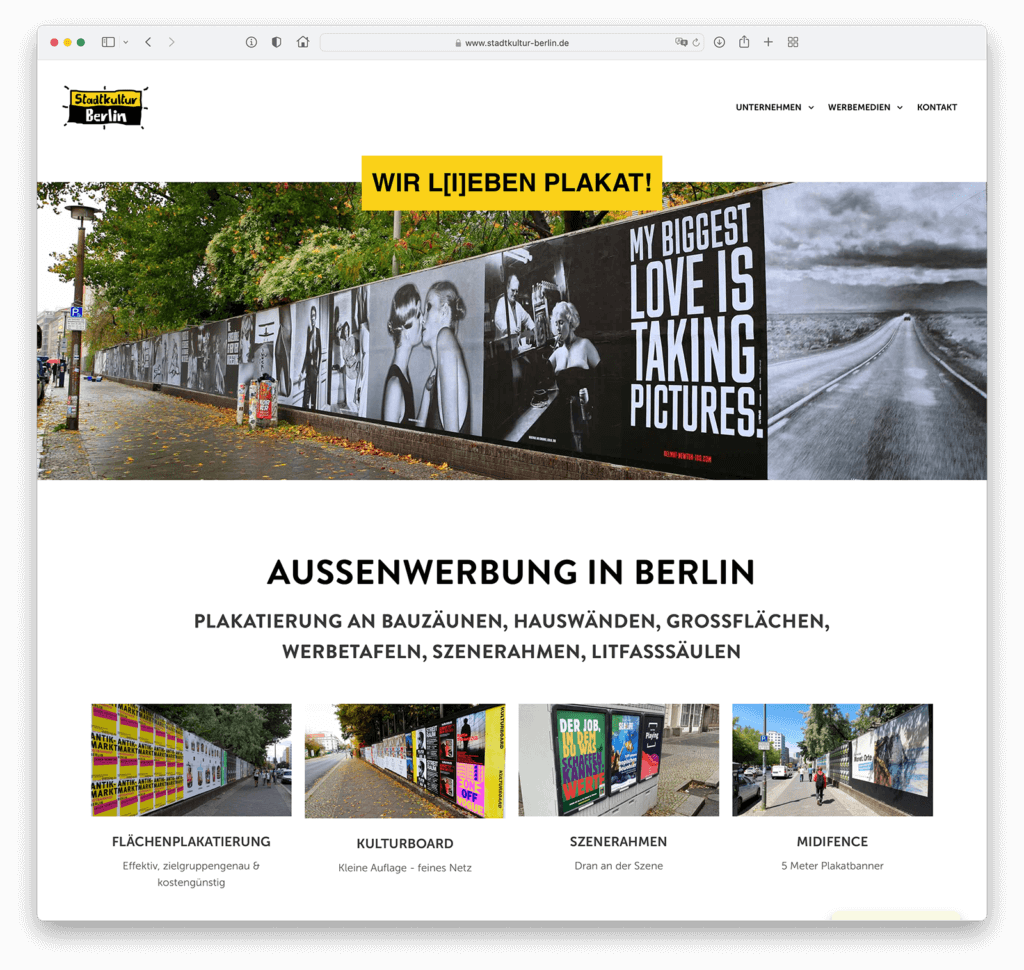 Webdesign / Hompage der Stadtkultur Berlin