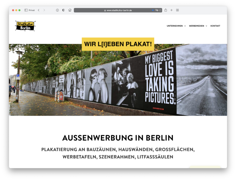 Webdesign für die Stadtkultur Berlin